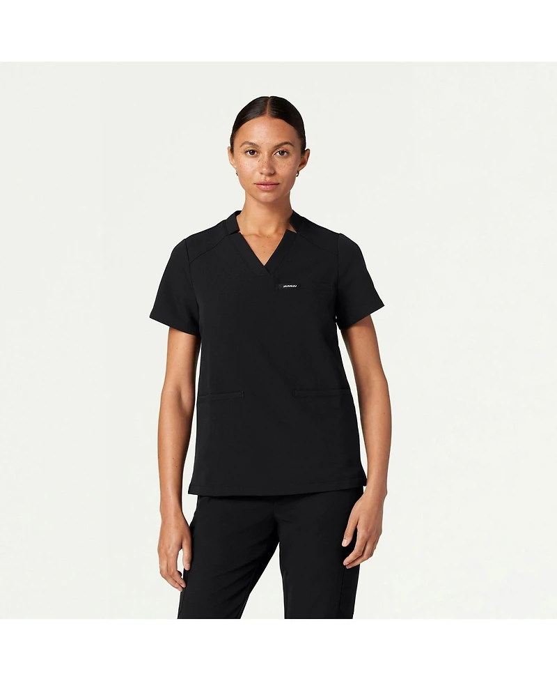 Jaanuu Women's Helia 3-Pocket Classic Notched V-Neck Scrub Top