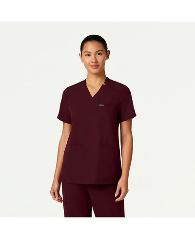 Jaanuu Women's Helia 3-Pocket Classic Notched V-Neck Scrub Top