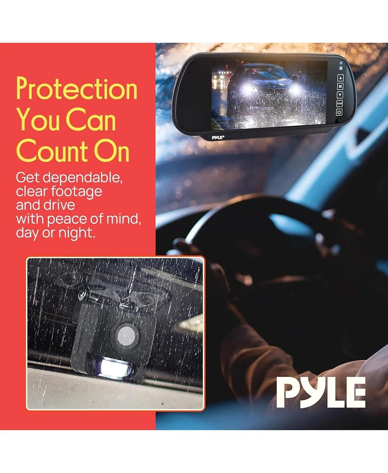 Pyle Rearview Back-Up Camera - Parking Reverse Cam with Distance Scale Line Display, Night Vision, Waterproof, PLCM11