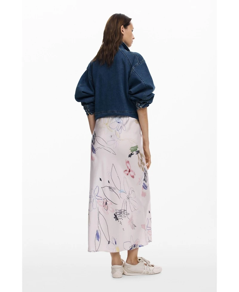 Desigual Women's Long skirt with strokes