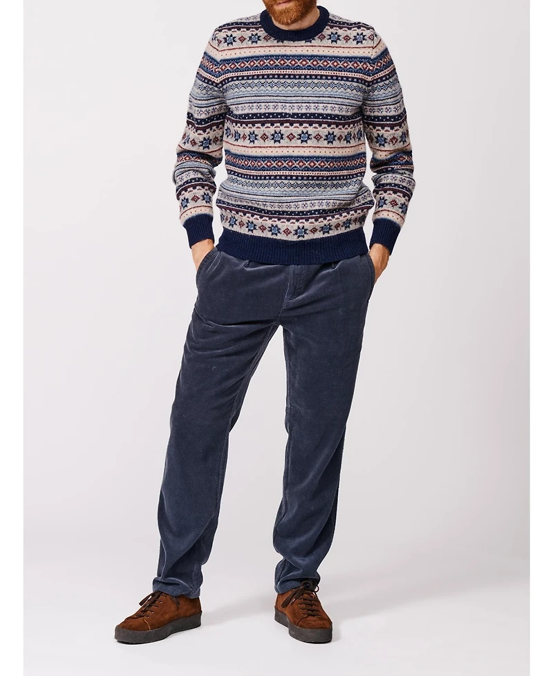 Aubin Men's Fair Isle Crew Neck Wool Sweater