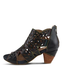 L Artiste Women s Icon Laser-Cut Leather Bootie with Ombre Edge and Zipper Closure