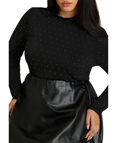 Eloquii Women's Embellished Mockneck Top