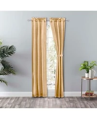 Ellis Curtain Lisa Solid Color Poly Cotton Duck Fabric Tailored Panel Pair With Ties 56 X22 X 63 X22 Butter