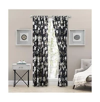 Ellis Curtain Magnolia Lined 3" Rod Pocket Curtain Panel Pair with Tiebacks 100" x 63