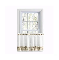 Ellis Curtain Cherries Ruffled 1.5" Rod Pocket Window Curtain Tiers 58"x30" Natural