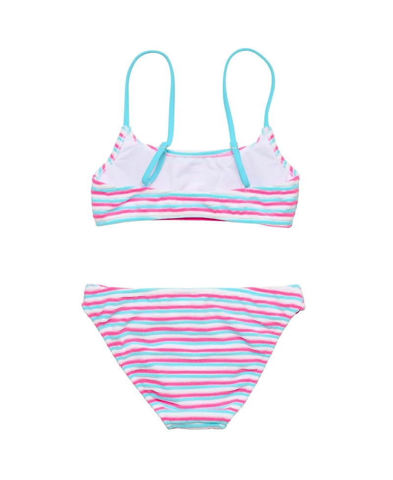 Snapper Rock Big Girls Sorbet Stripe Teen Crop Bikini