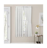 Ellis Curtain Cotton Voile 1.5" Rod Packet Tailored Curtain Panel Pair for Windows 80" x 72" White