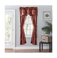 Ellis Curtain Lexington Leaf Pattern on Colored Ground Scallop Valance 58"x15" Brick