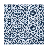 Ellis Athens Printed Tile Design on a Ground 3" Rod Pocket Premium Scallop Valance Lined 50"x16" Navy