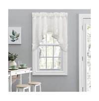 Ellis Curtain Madelyn Ruflled Victorian 1.5" Rod Pocket Swag for Windows Lace Edge 82" x 38" Natural