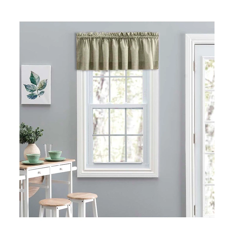 Ellis Lisa Solid Color Poly Cotton Duck Fabric 1.5" Rod Pocket for Simple Window Tailored Valance 58"x15" Mist