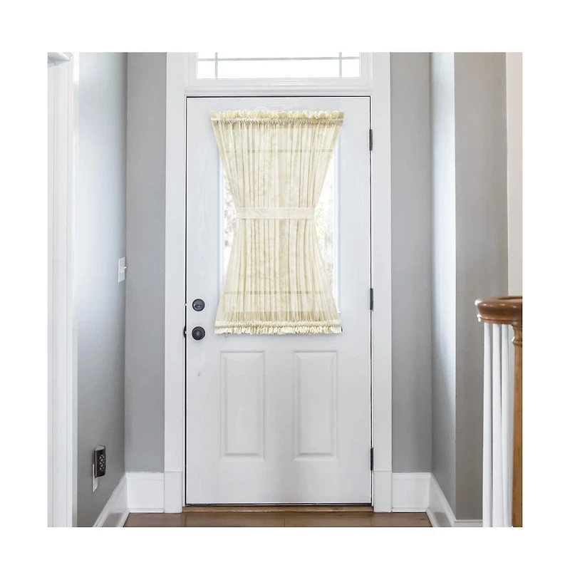 Ellis Curtain Shadow Stripe 1.5" Rod Pocket Semi Sheer Door Curtain Panel 40" x 40" Natural
