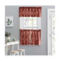 Ellis Curtain Lexington Leaf Pattern on Colored Ground Curtain Tiers 56"x24" Brick