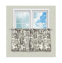 Ellis Curtain Victoria Park Toile Room Darkening Rod Pocket Window Curtain Panel - 68 x 63, Black
