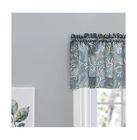 Ellis Curtain Lexington Leaf Pattern on Colored Ground Tailored Valance 58"x15" Blue