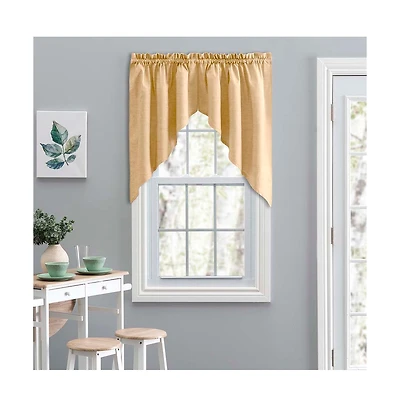 Ellis Curtain Lisa Solid Color Poly Cotton Duck Fabric Tailored Swag 56" x 36" Butter