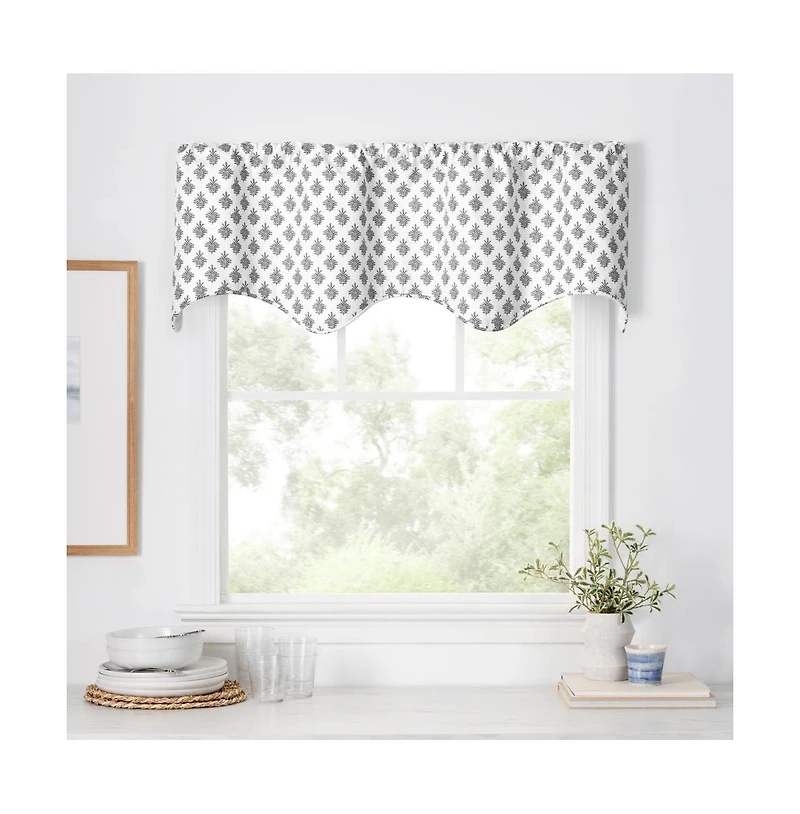 Ellis Curtain Manchester 3" Rod Pocket 100% Cotton Machine Wash and Dry Tailored Valance 50" x 16" Black