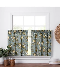 Ellis Bella Rose Stylish Medium Scale Printed Floral Pattern 1.5" Rod Pocket Tier 56"x36" Wedge