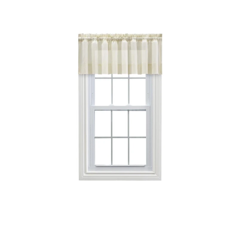Ellis Curtain Shadow Stripe 1.5" Rod Pocket Tailored Valance for Windows 82" x 12" Natural