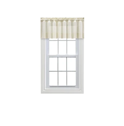Ellis Curtain Shadow Stripe 1.5" Rod Pocket Tailored Valance for Windows 82" x 12" Natural