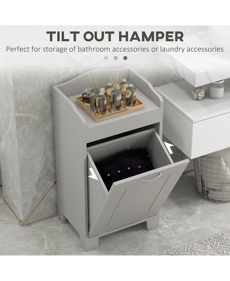 Homcom Tilt-out Laundry Storage Cabinet with Hamper Compartment,