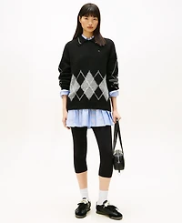 Tommy Jeans Women's Oversized Argyle Polo Collar Sweater
