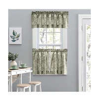 Ellis Curtain Lexington Leaf Pattern on Colored Ground Curtain Tiers 56"x36" Sage