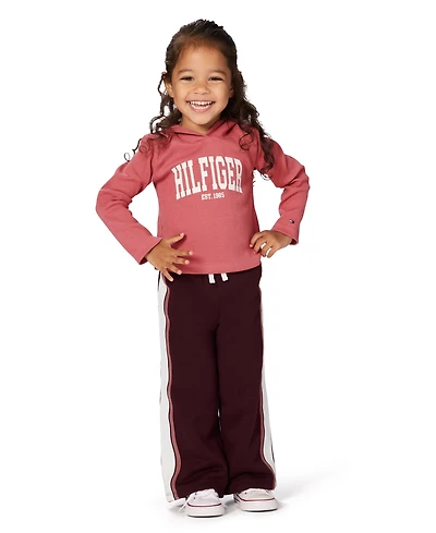 Tommy Hilfiger Toddler and Little Girls 2-Piece Hoodie Wide-Leg Pants Set