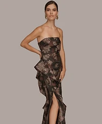 Donna Karan New York Women's Strapless Side Ruffle Dress
