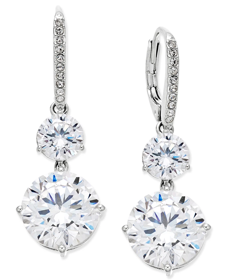 Eliot Danori Silver-Tone Crystal Double Drop Earrings, Created for Macy's