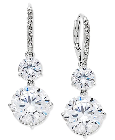 Eliot Danori Silver-Tone Crystal Double Drop Earrings, Created for Macy's