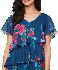 Sl Fashions Women's Printed V-Neck Short Dress