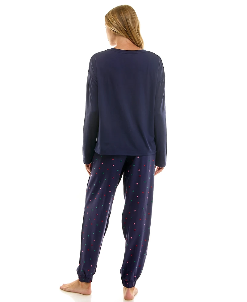 Roudelain Women's 2-Piece Long-Sleeve Henley Neck Top and Joggers Set