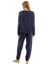 Roudelain Women's 2-Piece Long-Sleeve Henley Neck Top and Joggers Set