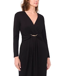 Msk Women's Wrap Front with Clasp Trim Maxi Dress