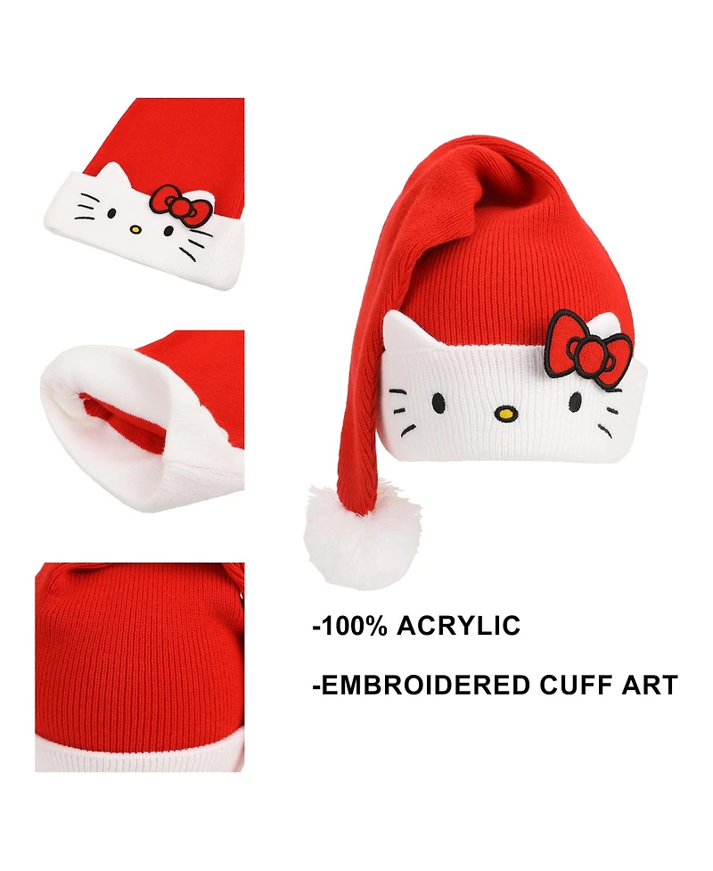 Hello Kitty Men's Face Embroidery Cuff Acrylic Santa Hat