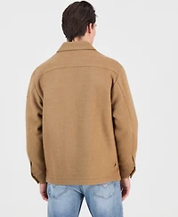 Guess Men's Furry Button-Front Shirt Jacket