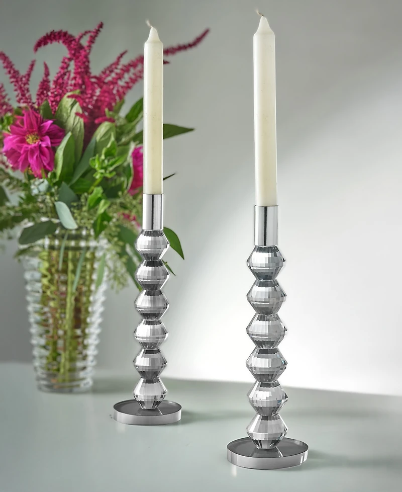 Philip Whitney Reed Clear Candlesticks, Set of 2