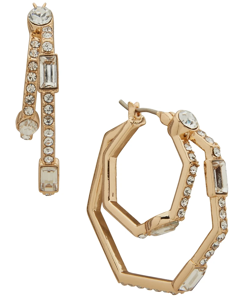 Karl Lagerfeld Paris Glass Stone Pave Split Hoop Earrings