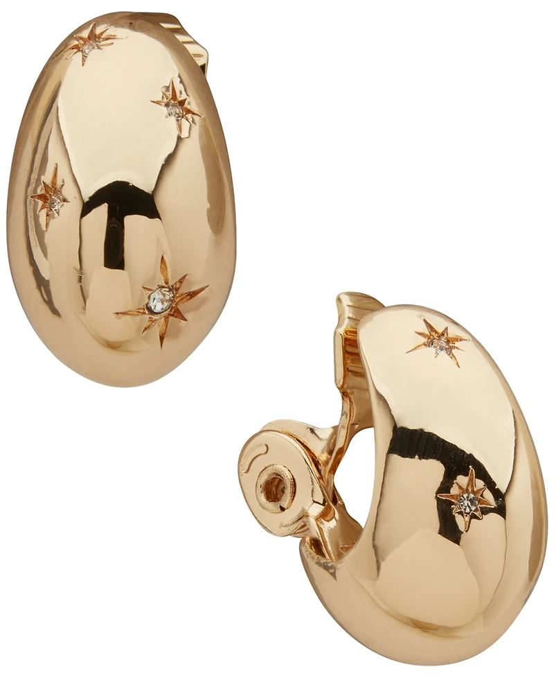 Anne Klein Gold-Tone Star Teardrop Hoop Earrings