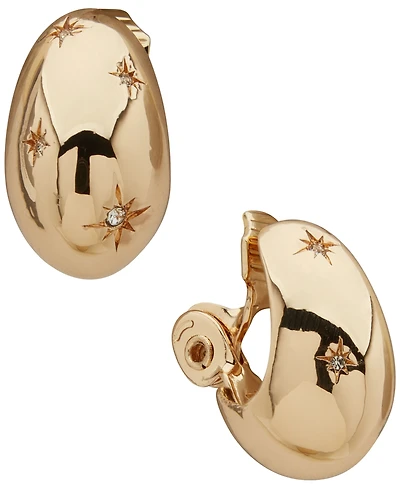 Anne Klein Gold-Tone Star Teardrop Hoop Earrings