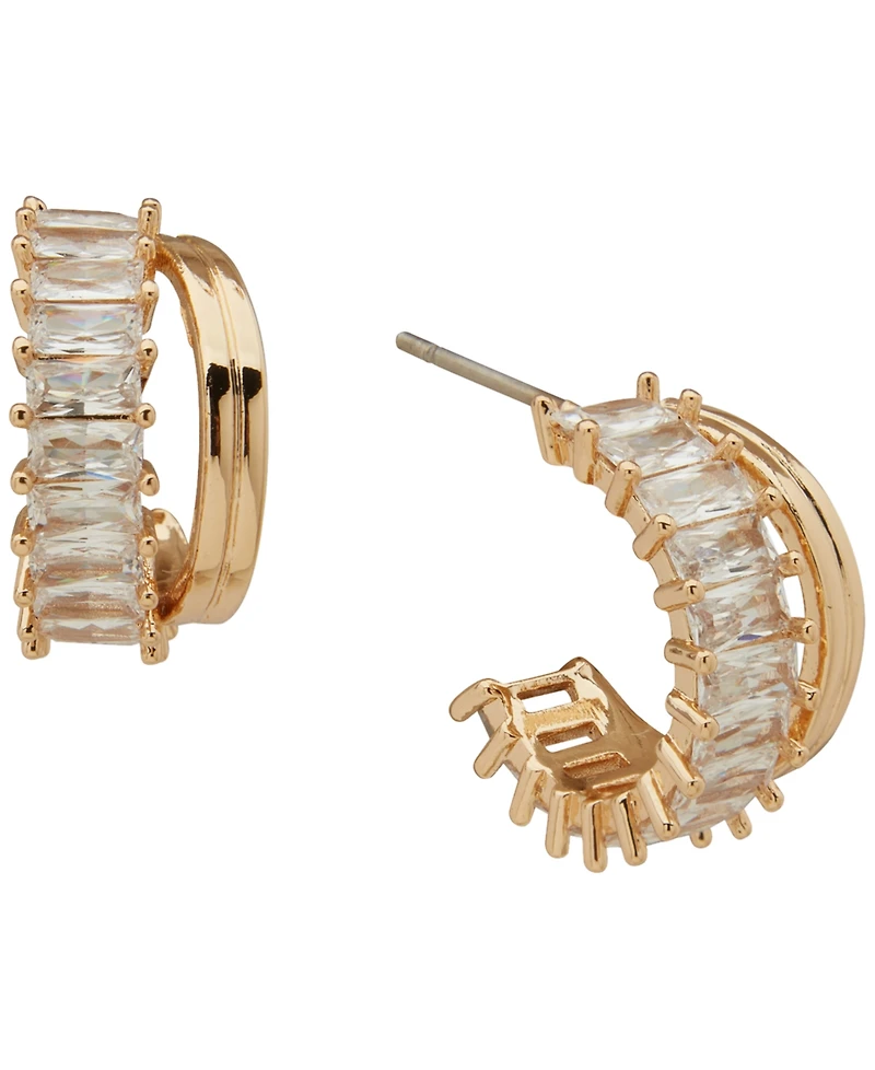 Anne Klein 3-Pc. Cubic Zirconia Gold-Tone Round and Baguette Earrings Set