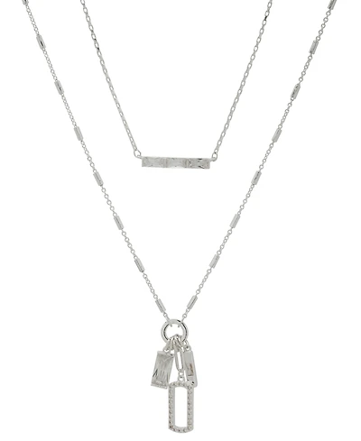 Anne Klein 2 in 1 Cubic Zirconia Stone Charm Multirow Necklace