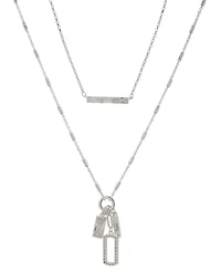 Anne Klein 2 in 1 Cubic Zirconia Stone Charm Multirow Necklace