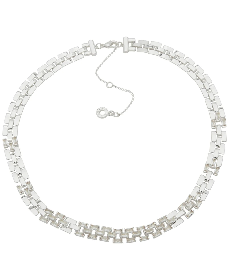 Anne Klein Cubic Zirconia Baguette Stone Linked Chain Necklace