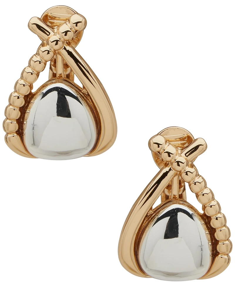 Anne Klein Two-Tone Dimensional Button Earrings