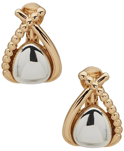 Anne Klein Two-Tone Dimensional Button Earrings