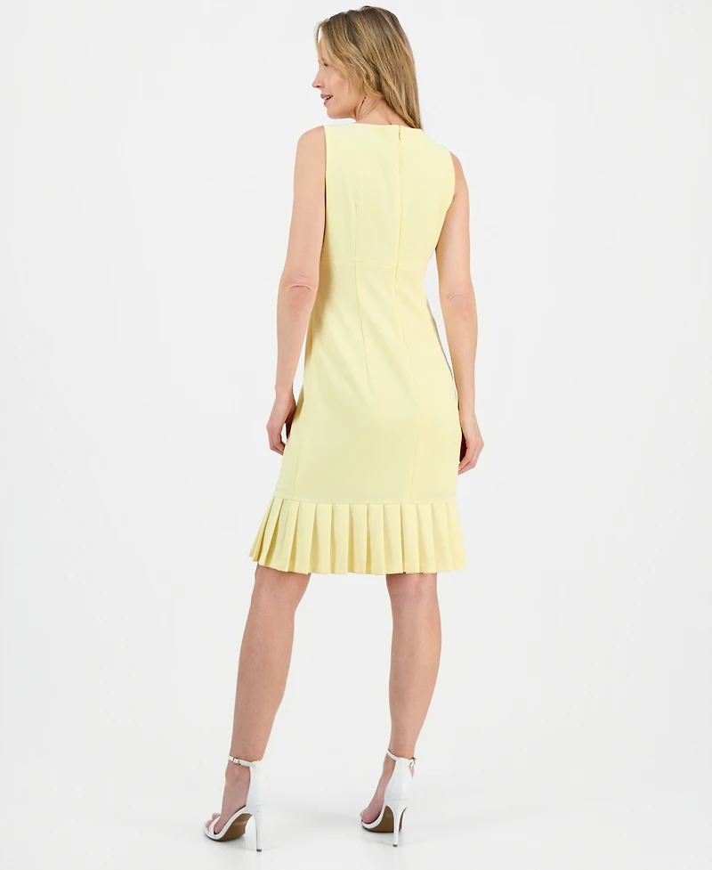 Kasper Women's Stretch-Crepe Pleat-Hem Sheath Dress