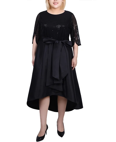 Ny Collection Women's Plus Sequin and Jacquard Holiday Dress